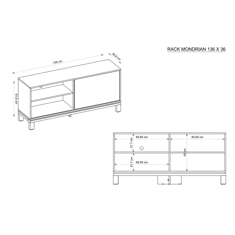 PANEL+RACK TV+VITRINA DECOCASA MONDRIAN 46" - 6