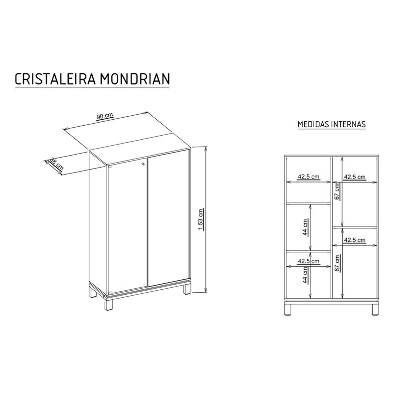 PANEL+RACK TV+VITRINA DECOCASA MONDRIAN 46" - 7