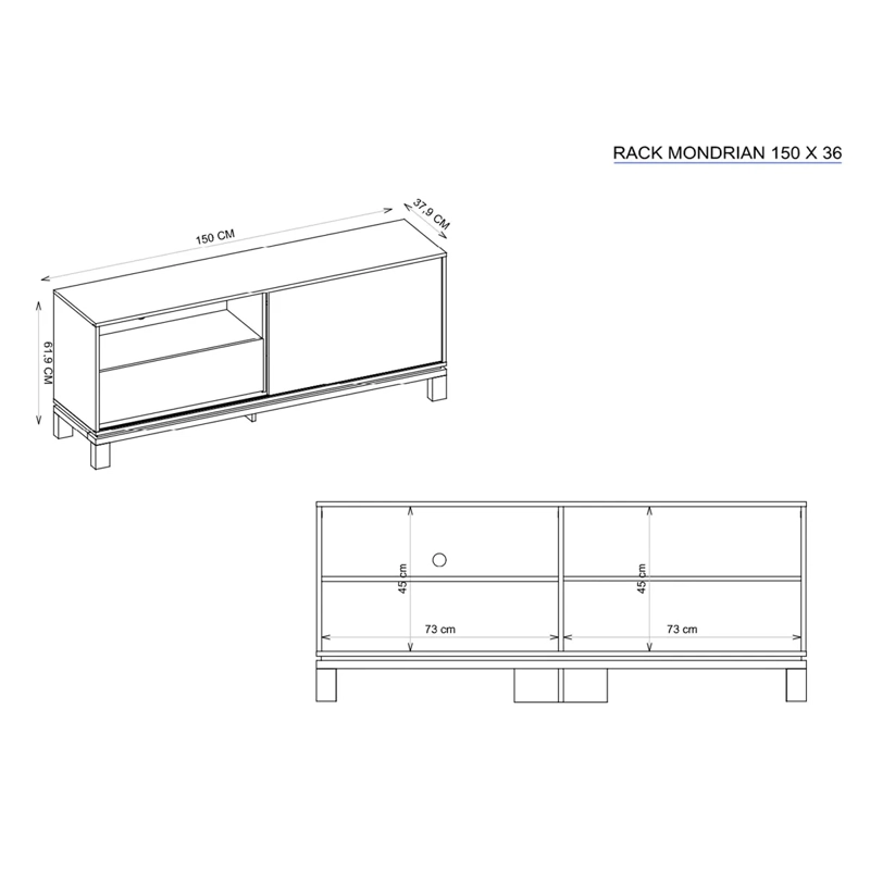 PANEL+RACK TV DECOCASA MONDRIAN 55" - 3