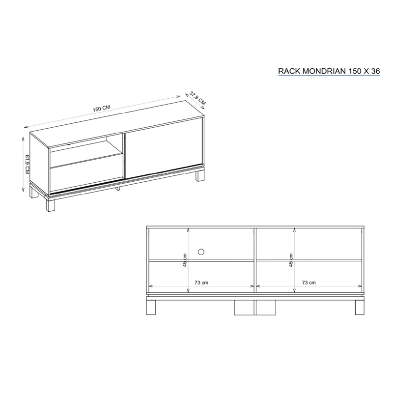 PANEL+RACK TV+VITRINA DECOCASA MONDRIAN 55" - 6