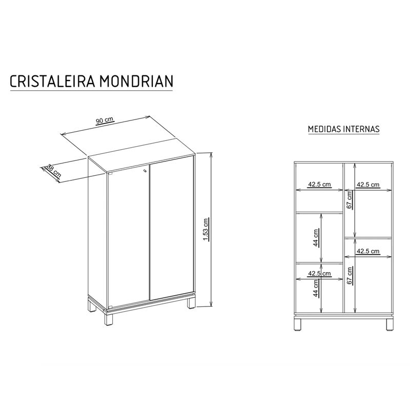 PANEL+RACK TV+VITRINA DECOCASA MONDRIAN 55" - 7