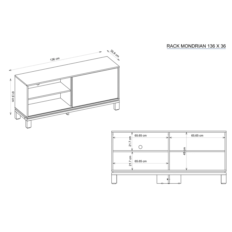 RACK TV DECOCASA MONDRIAN 1P 1C 46" - 3