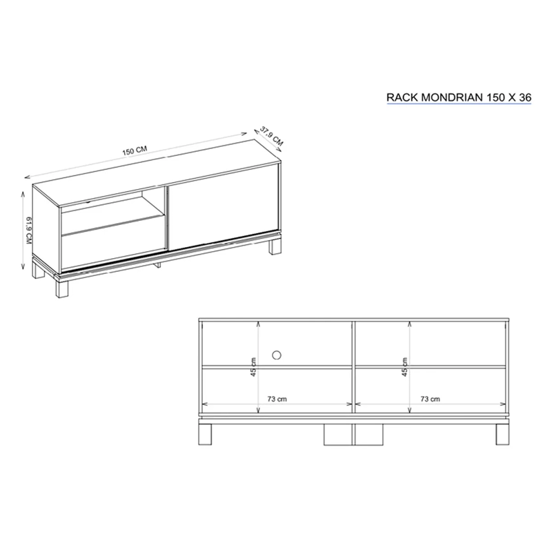 RACK TV DECOCASA MONDRIAN 1P 1C 55" - 4