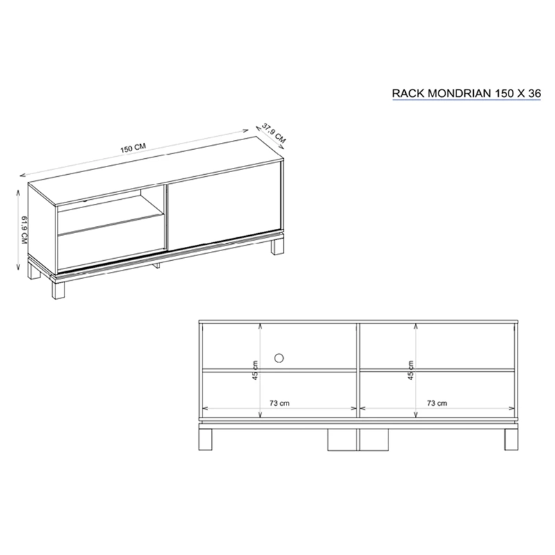 RACK TV DECOCASA MONDRIAN 1P 1C 55" - 3