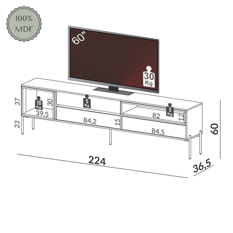 RACK TV DECOCASA R425 75" 3C CAFÉ - 3