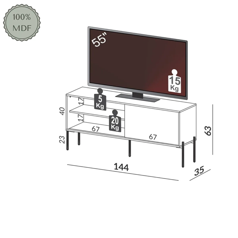 RACK TV DECOCASA R516 50" 1P CAFÉ - 3