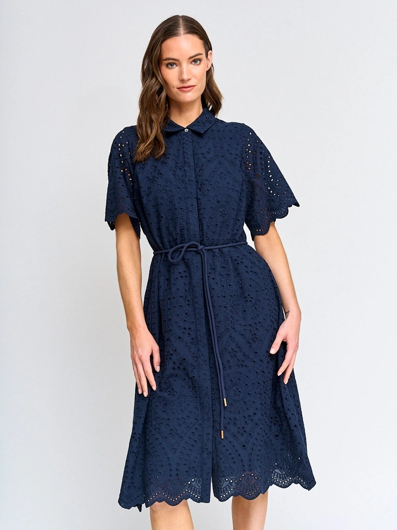 VESTIDO MUJER CACHAREL ALGODÓN CAMISERO CON LAZO - 2