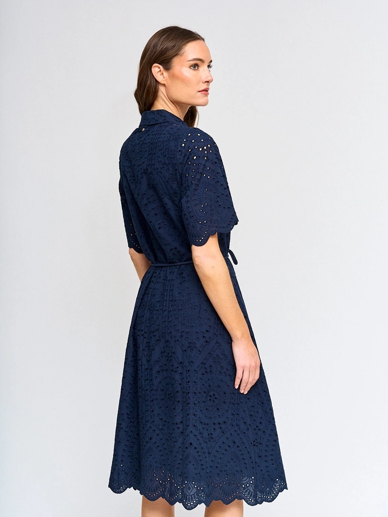 VESTIDO MUJER CACHAREL ALGODÓN CAMISERO CON LAZO - 3