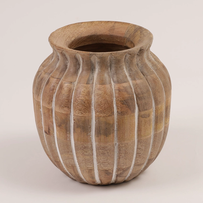 FLORERO MAISON LINETT ACANALADO MADERA  - 1