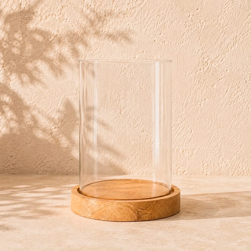 PORTAVELA MAISON LINETT VIDRIO BASE MADERA - 1