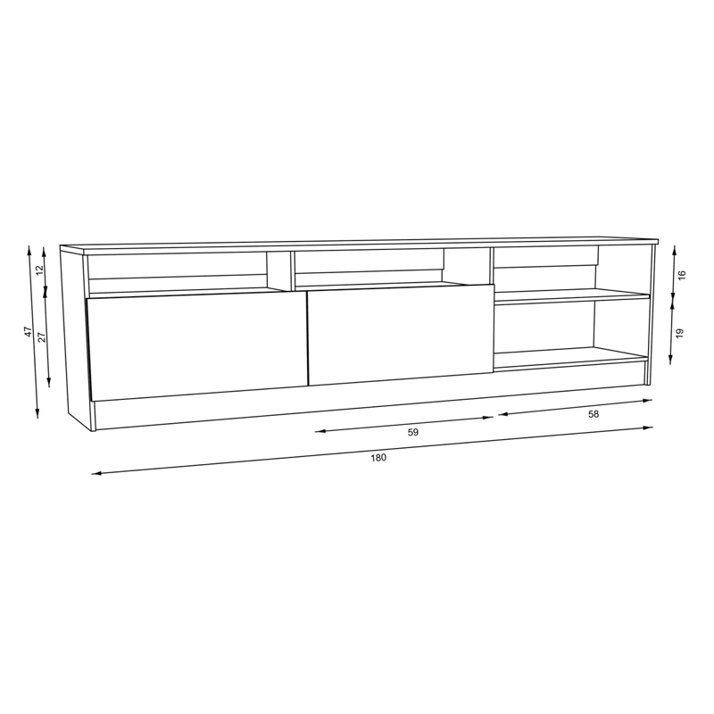 RACK TV STANFORD 2 PUERTAS 2 REPISAS CAFÉ/BLANCO - 2