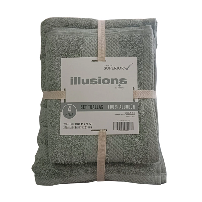 SET 4 TOALLAS DE BAÑO ILLUSIONS SAGE - 1