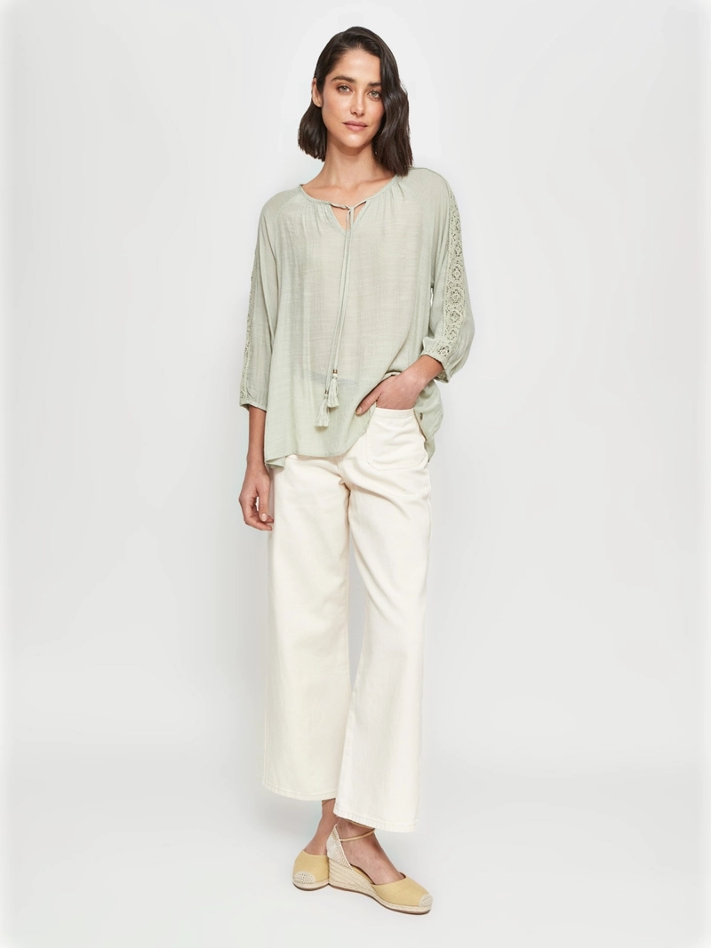 BLUSA MUJER AZIZ MANGA 3/4 MACRAMÉ - 4