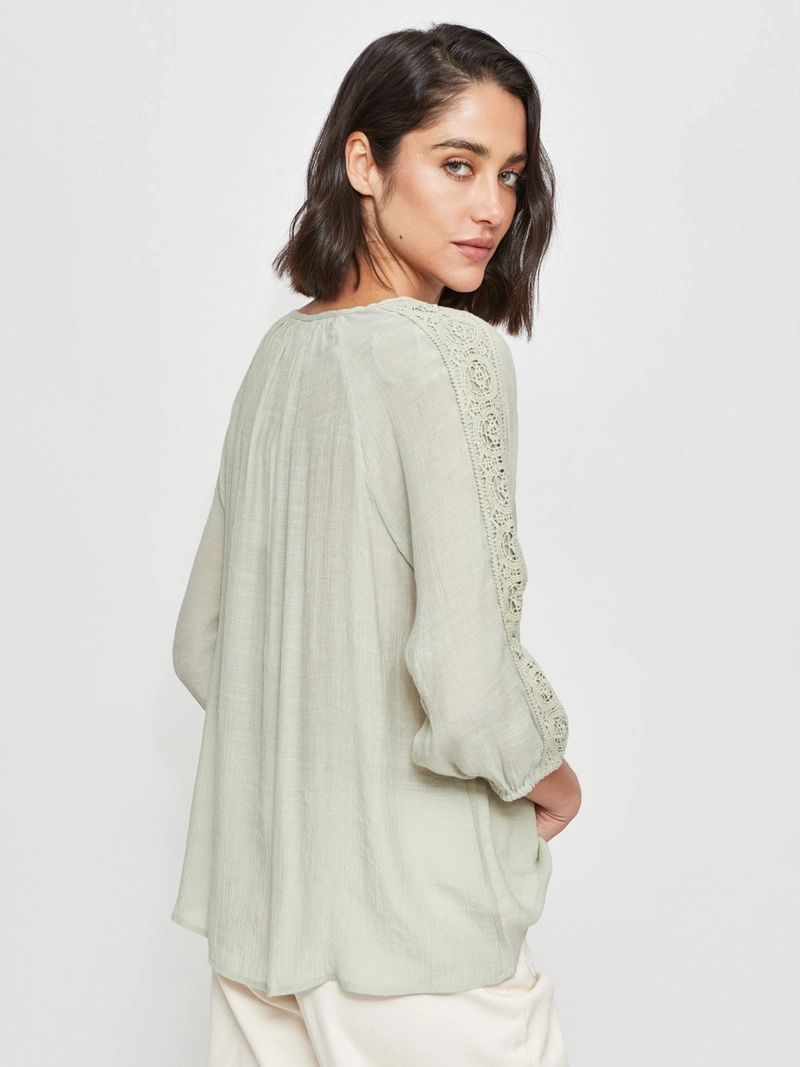 BLUSA MUJER AZIZ MANGA 3/4 MACRAMÉ - 2
