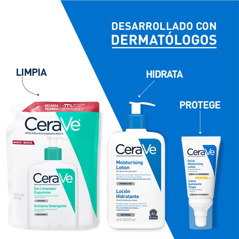 REFILL LIMPIADOR CERAVE ESPUMOSO 473 ML - 6