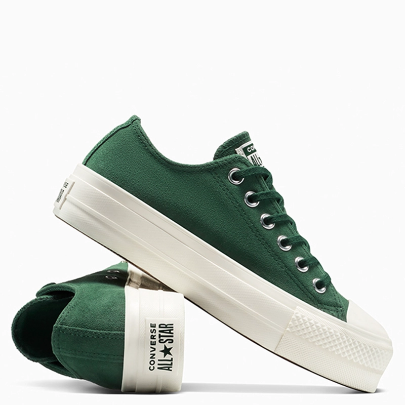 ZAPATILLAS MUJER CONVERSE URBANAS VERDE CHUCK TAYLOR ALL STAR LIFT CUERO - 6