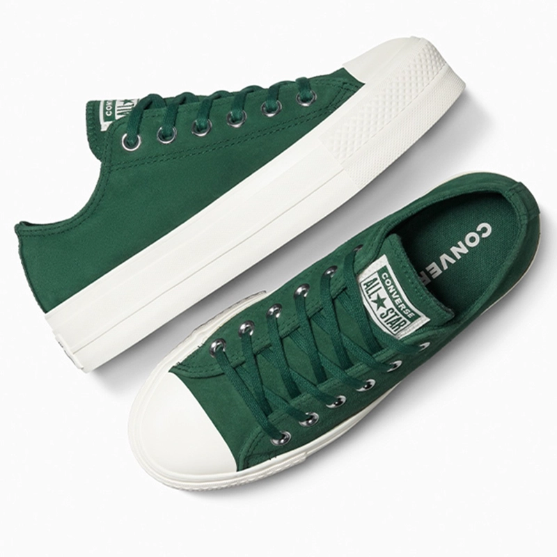 ZAPATILLAS MUJER CONVERSE URBANAS VERDE CHUCK TAYLOR ALL STAR LIFT CUERO - 4