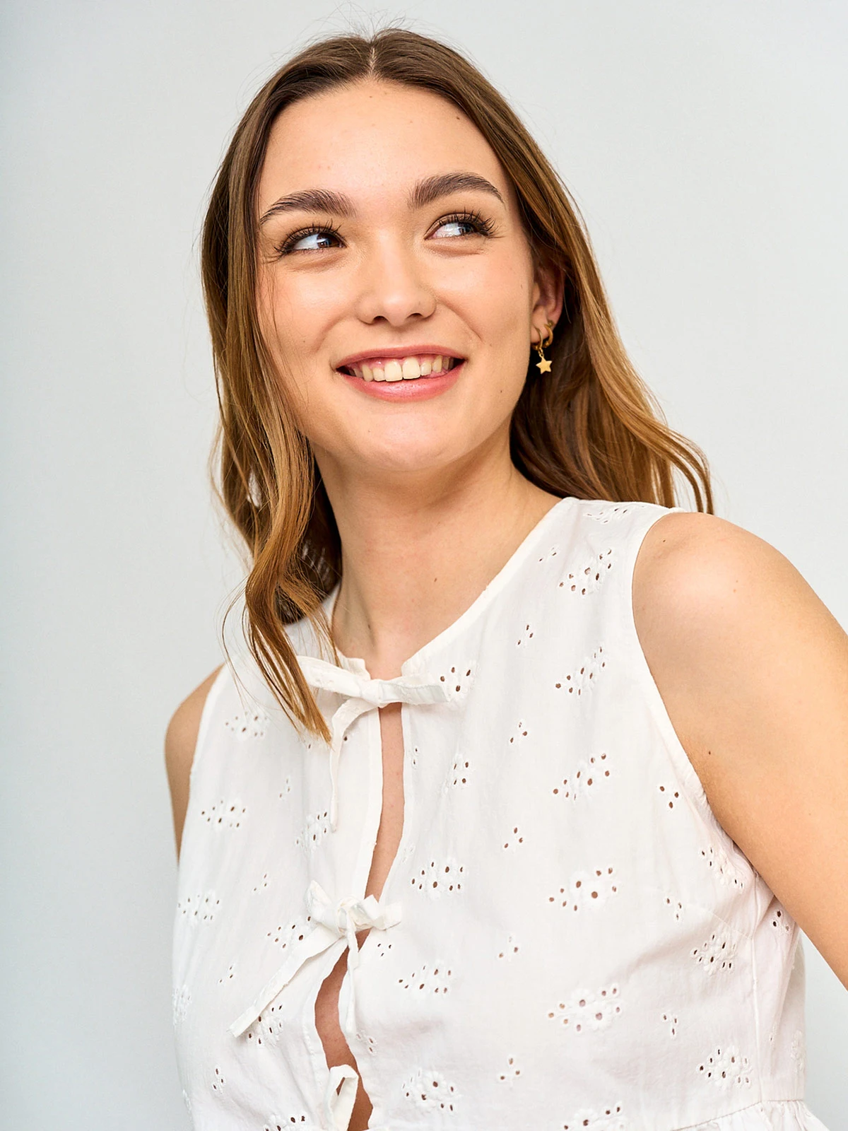 BLUSA MUJER INDEX ALGODÓN SIN MANGAS LAZOS BRODERIE - 3