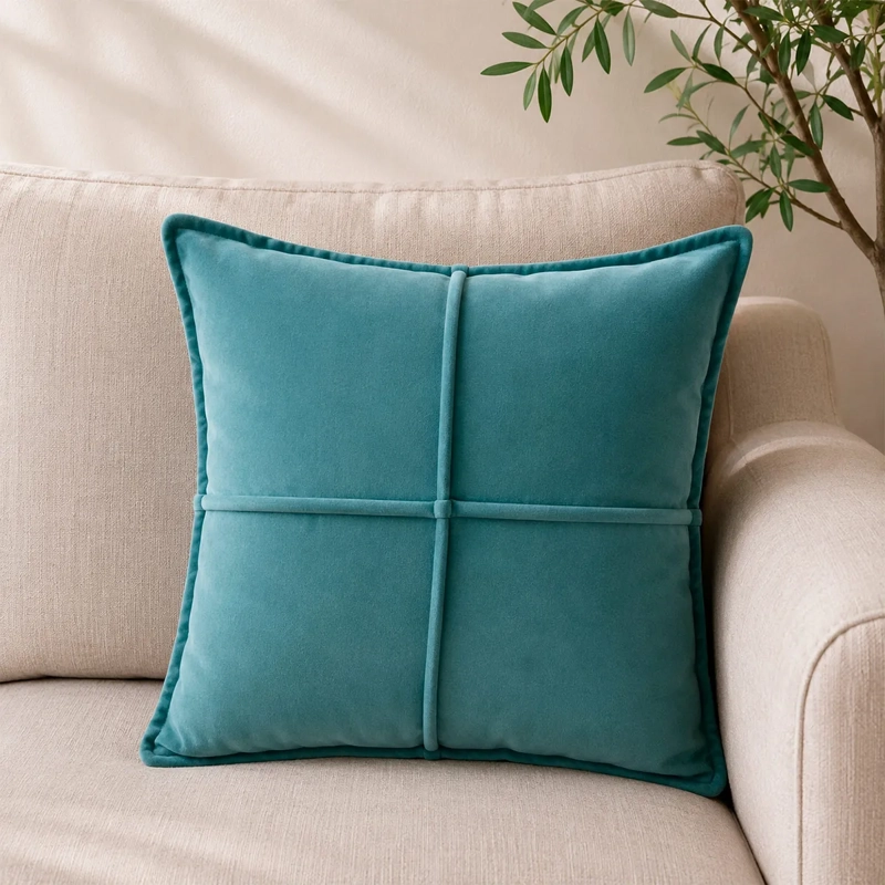 COJÍN RIPLEY HOME GAMUZA 42X42 CM CELESTE - 1