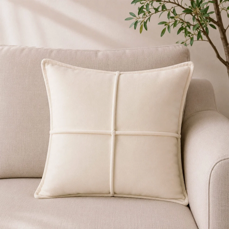 COJÍN RIPLEY HOME GAMUZA 42X42 CM NATURAL - 1