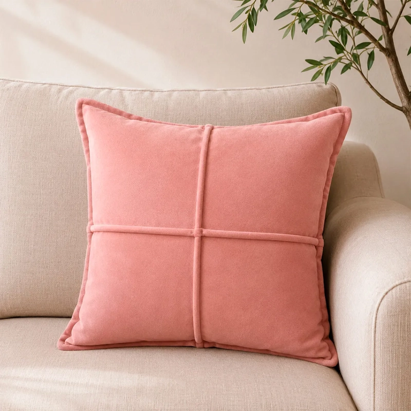 COJÍN RIPLEY HOME GAMUZA 42X42 CM PALO ROSA - 1
