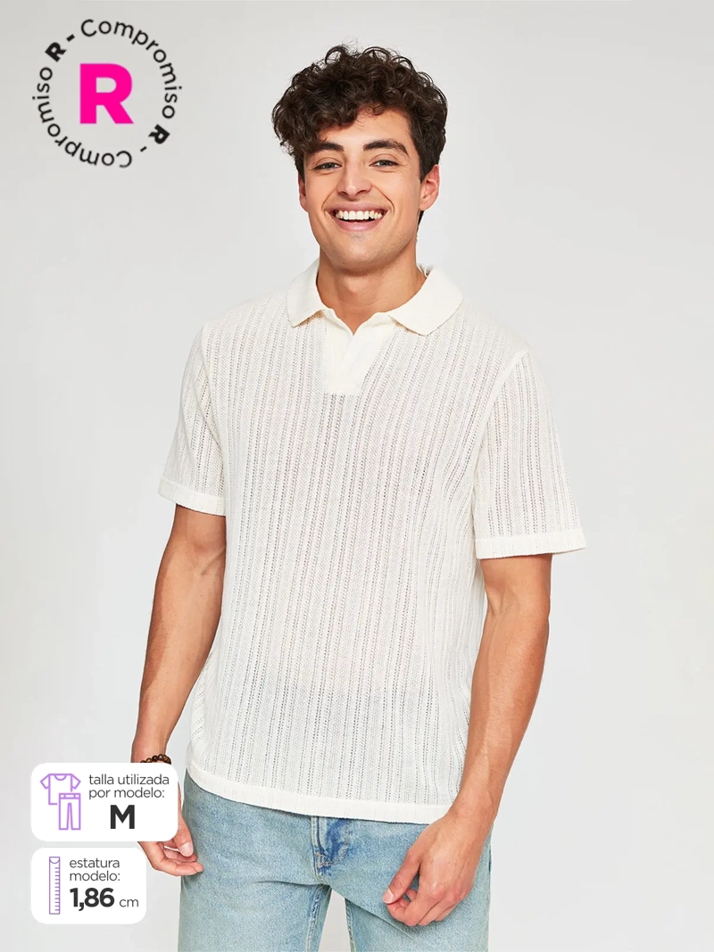 POLERA HOMBRE INDEX ALGODÓN MANGA CORTA TEJIDA - 1
