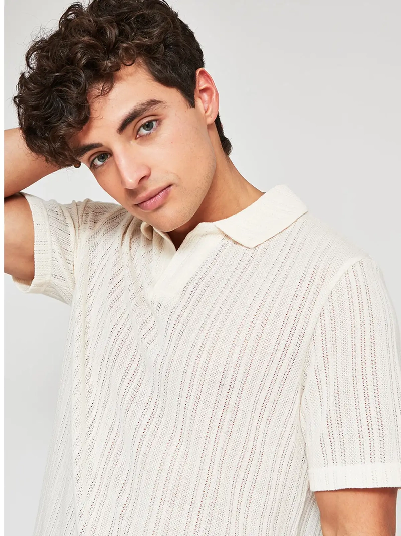 POLERA HOMBRE INDEX ALGODÓN MANGA CORTA TEJIDA - 3