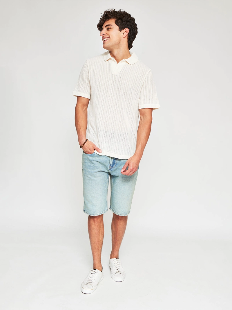 POLERA HOMBRE INDEX ALGODÓN MANGA CORTA TEJIDA - 4