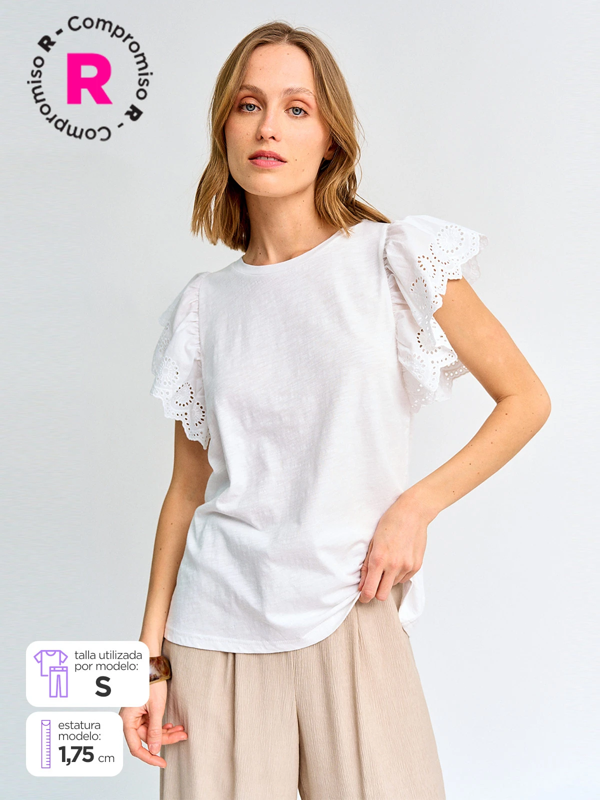 POLERA MUJER MARQUIS MANGA BRODERIE - 1