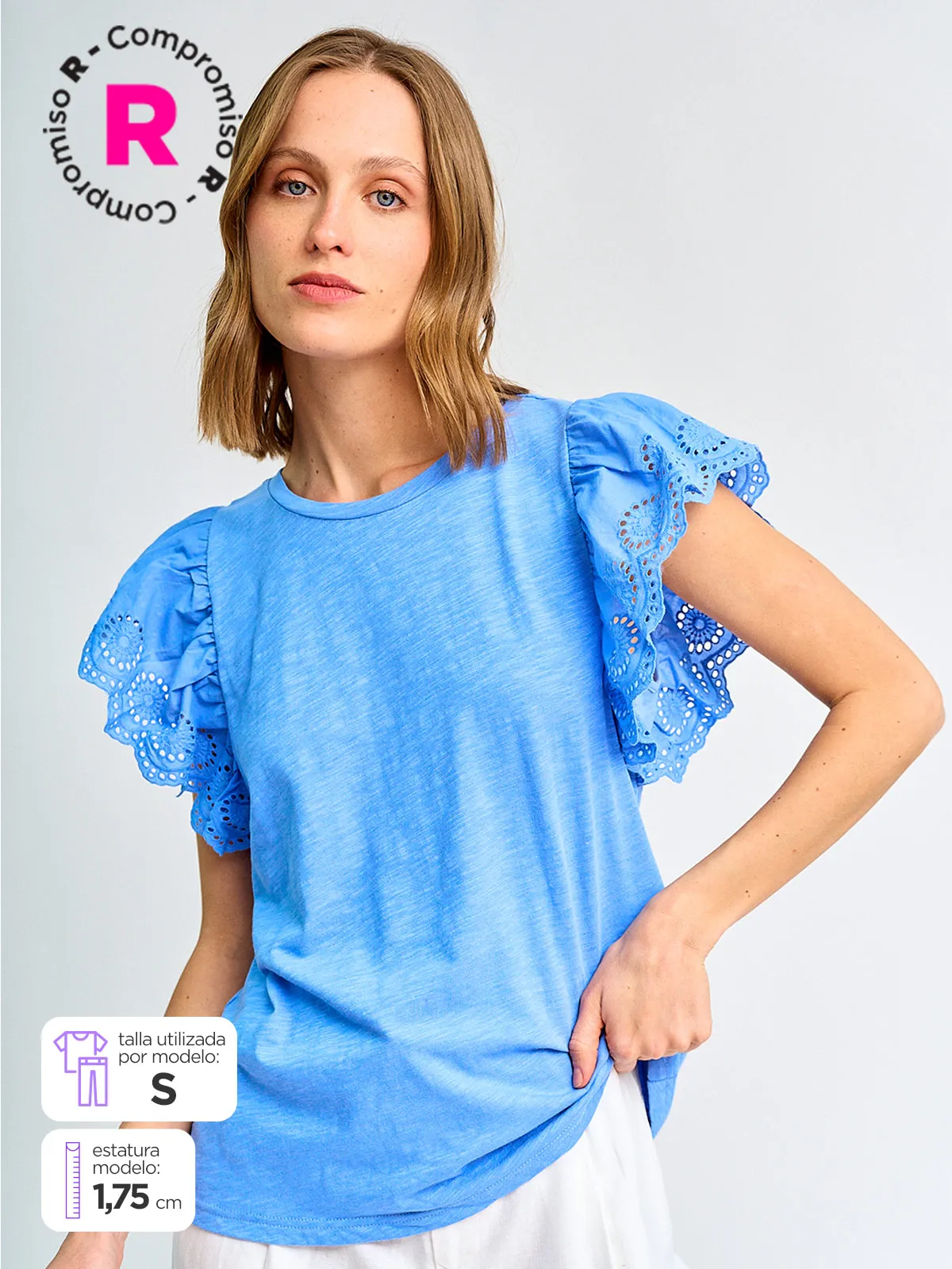 POLERA MUJER MARQUIS MANGA BRODERIE - 1