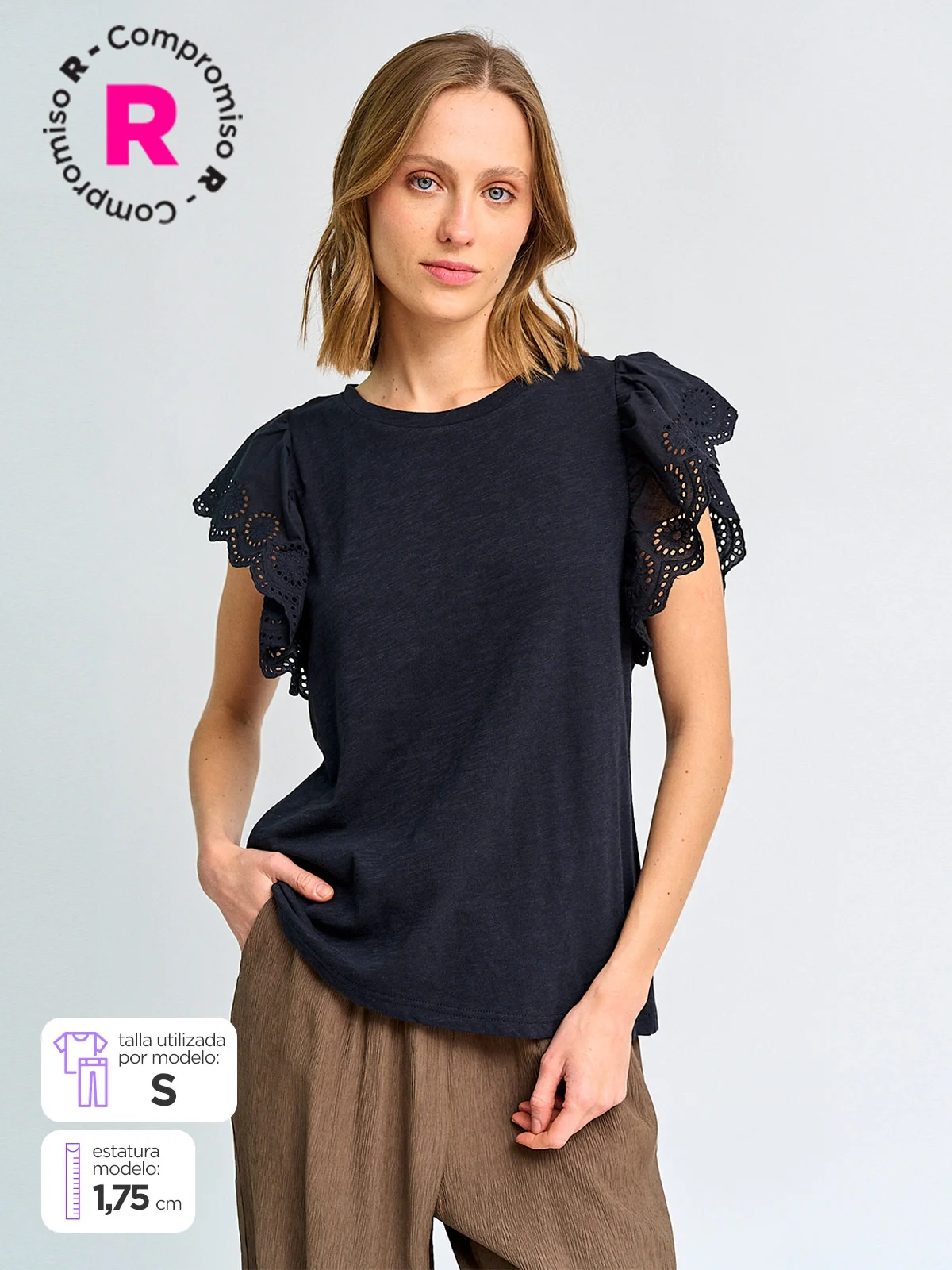 POLERA MUJER MARQUIS MANGA BRODERIE - 1