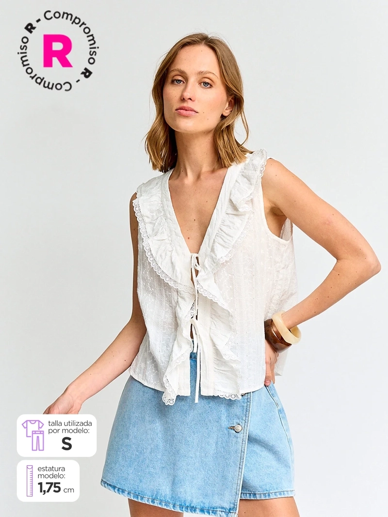 BLUSA MUJER MARQUIS ALGODÓN LAZOS - 1
