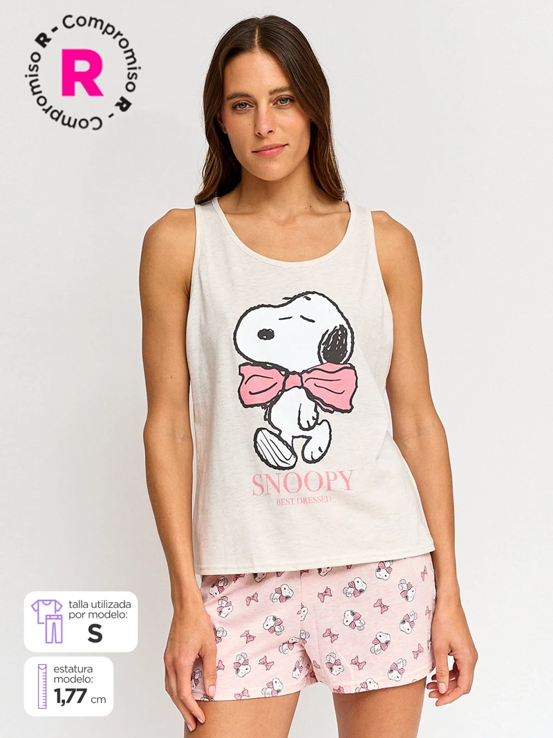 PIJAMA SIN MANGAS MUJER SNOOPY SHORT HEART - 1