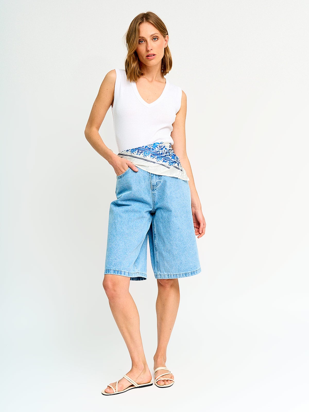 SHORT MUJER MARQUIS LARGO ALGODÓN DENIM - 4