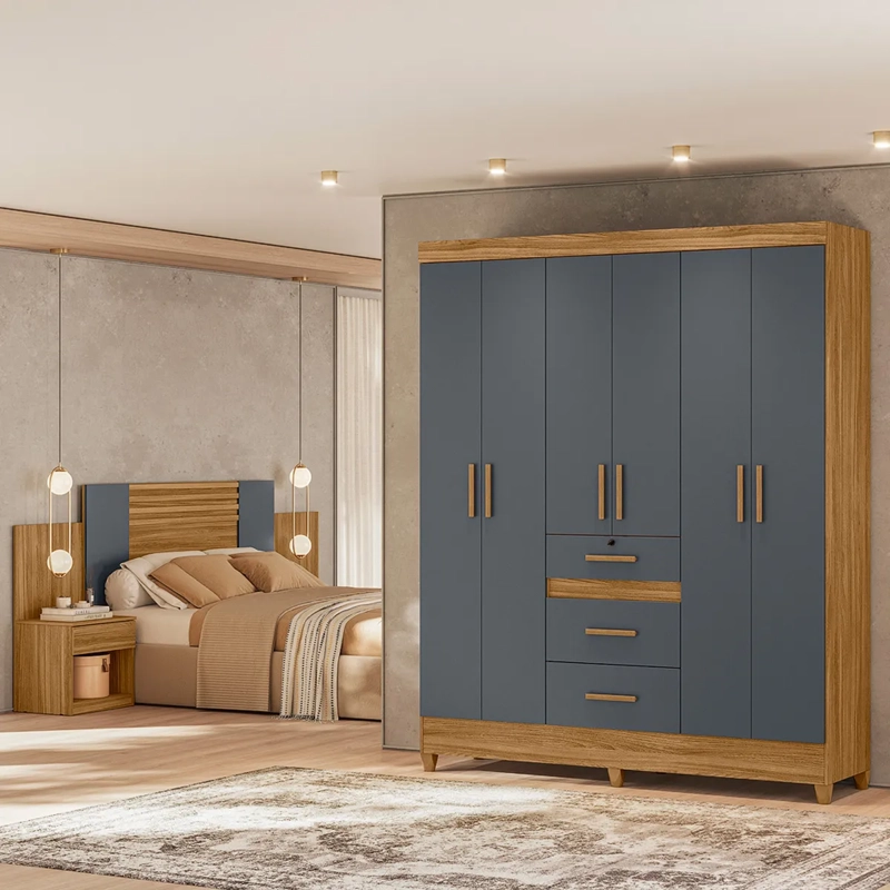 CLOSET DI PORETTI DESIGN ITATIBA 6P 3C + RESPALDO + 2 VELADORES GRIS