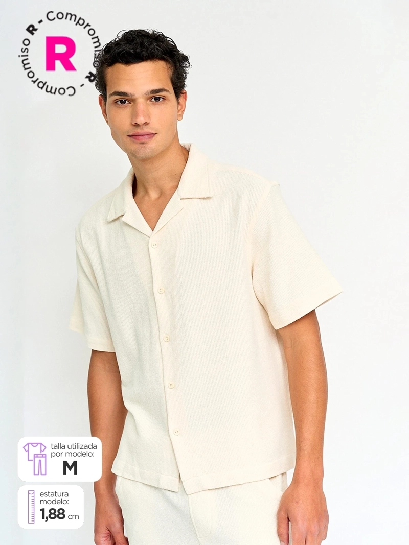 CAMISA HOMBRE INDEX ALGODÓN MANGA CORTA TEXTURAS