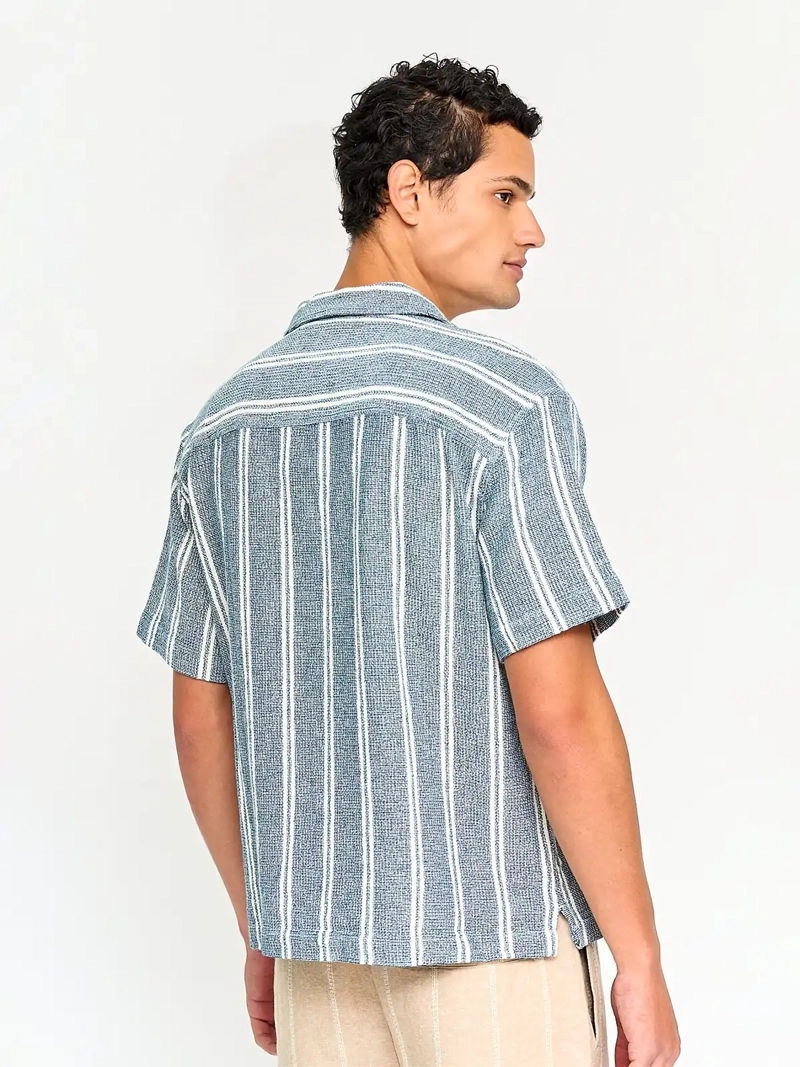 CAMISA HOMBRE INDEX ALGODÓN MANGA CORTA TEJIDA LÍNEAS - 2