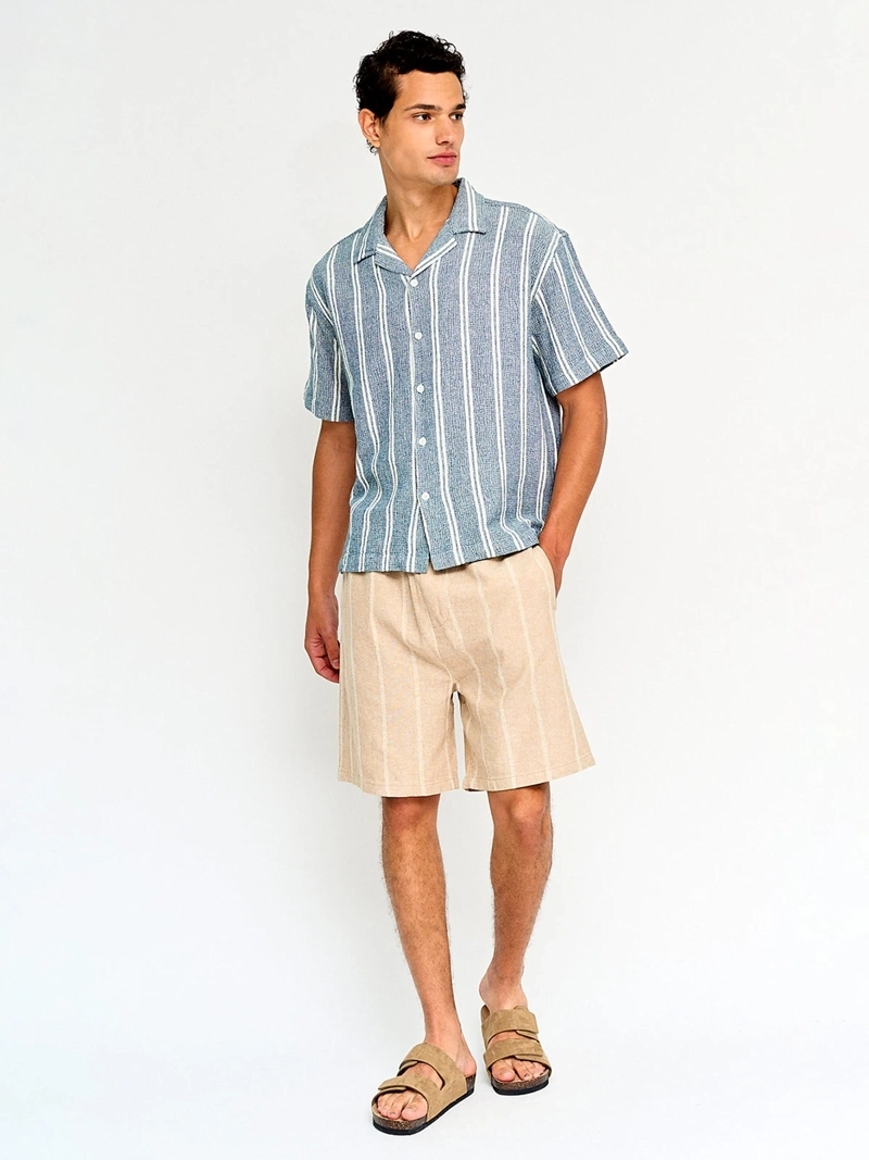 CAMISA HOMBRE INDEX ALGODÓN MANGA CORTA TEJIDA LÍNEAS - 4