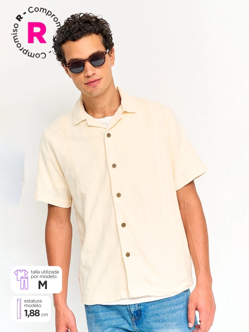 CAMISA HOMBRE INDEX ALGODÓN MANGA CORTA TEXTURA - 1