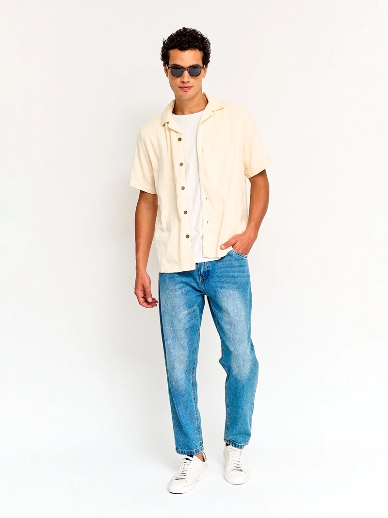 CAMISA HOMBRE INDEX ALGODÓN MANGA CORTA TEXTURA - 4