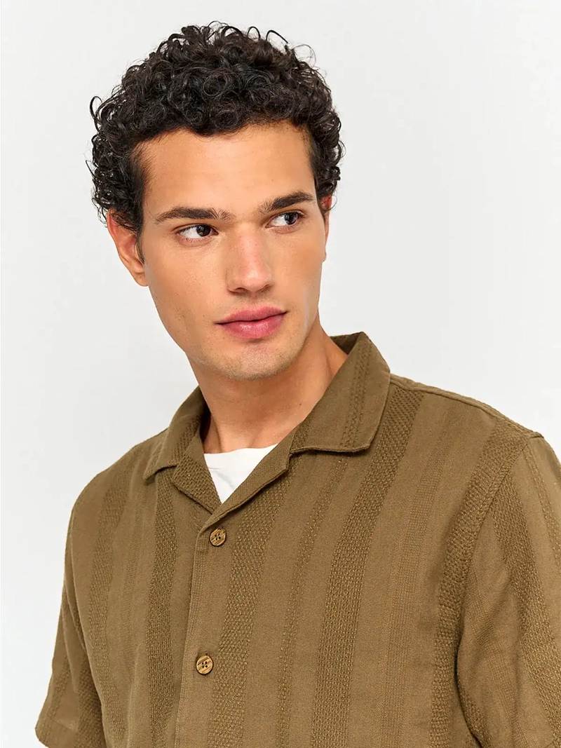CAMISA HOMBRE INDEX ALGODÓN MANGA CORTA TEXTURA - 3