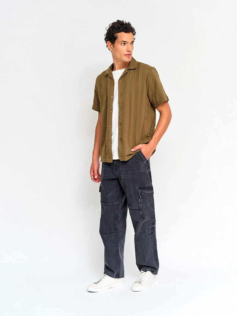 CAMISA HOMBRE INDEX ALGODÓN MANGA CORTA TEXTURA - 4