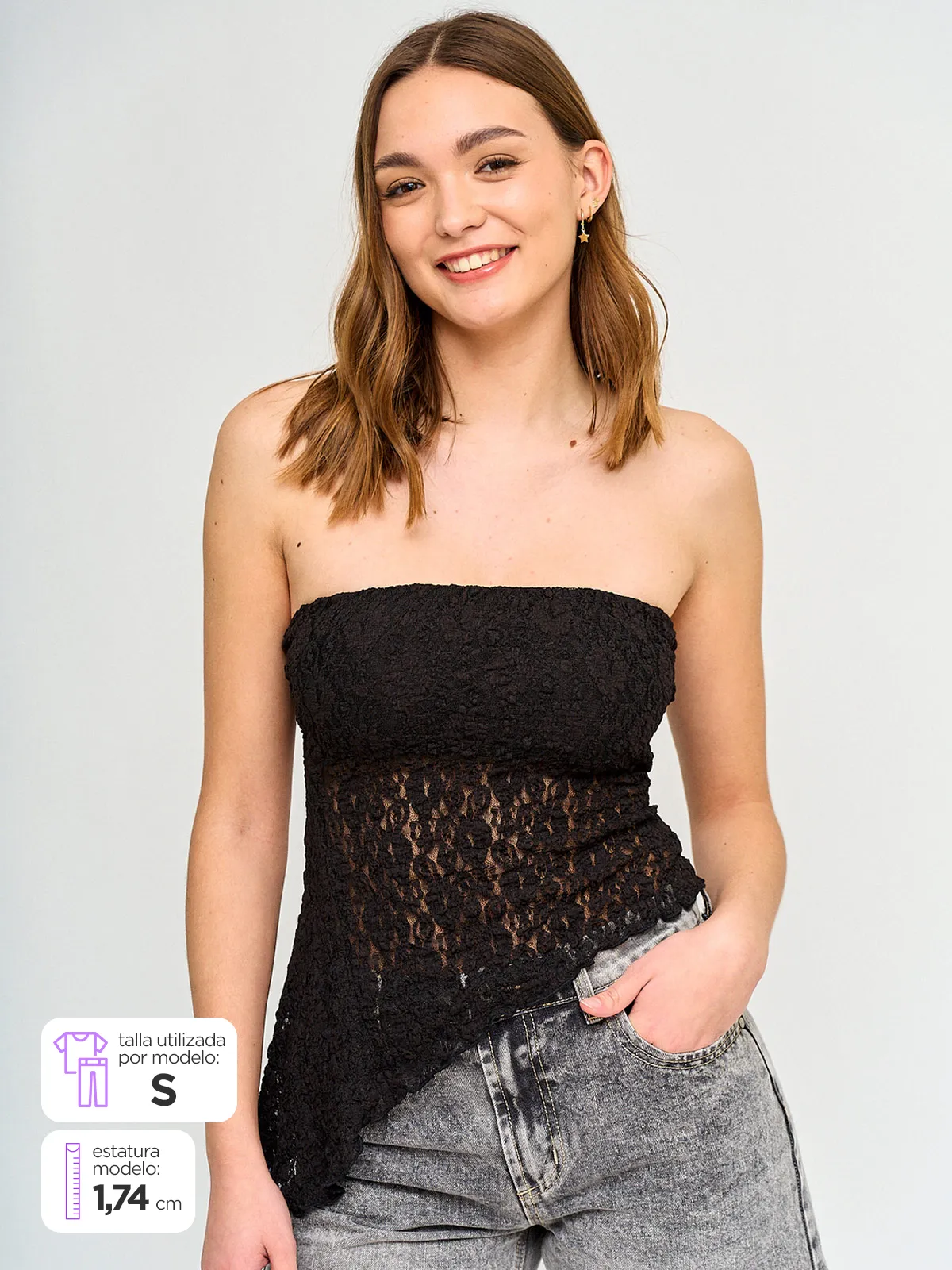 POLERA MUJER INDEX STRAPLESS ENCAJE