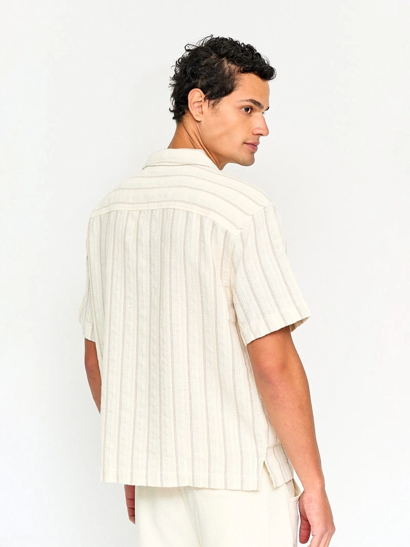 CAMISA HOMBRE INDEX ALGODÓN MANGA CORTA TEJIDA LÍNEAS - 2