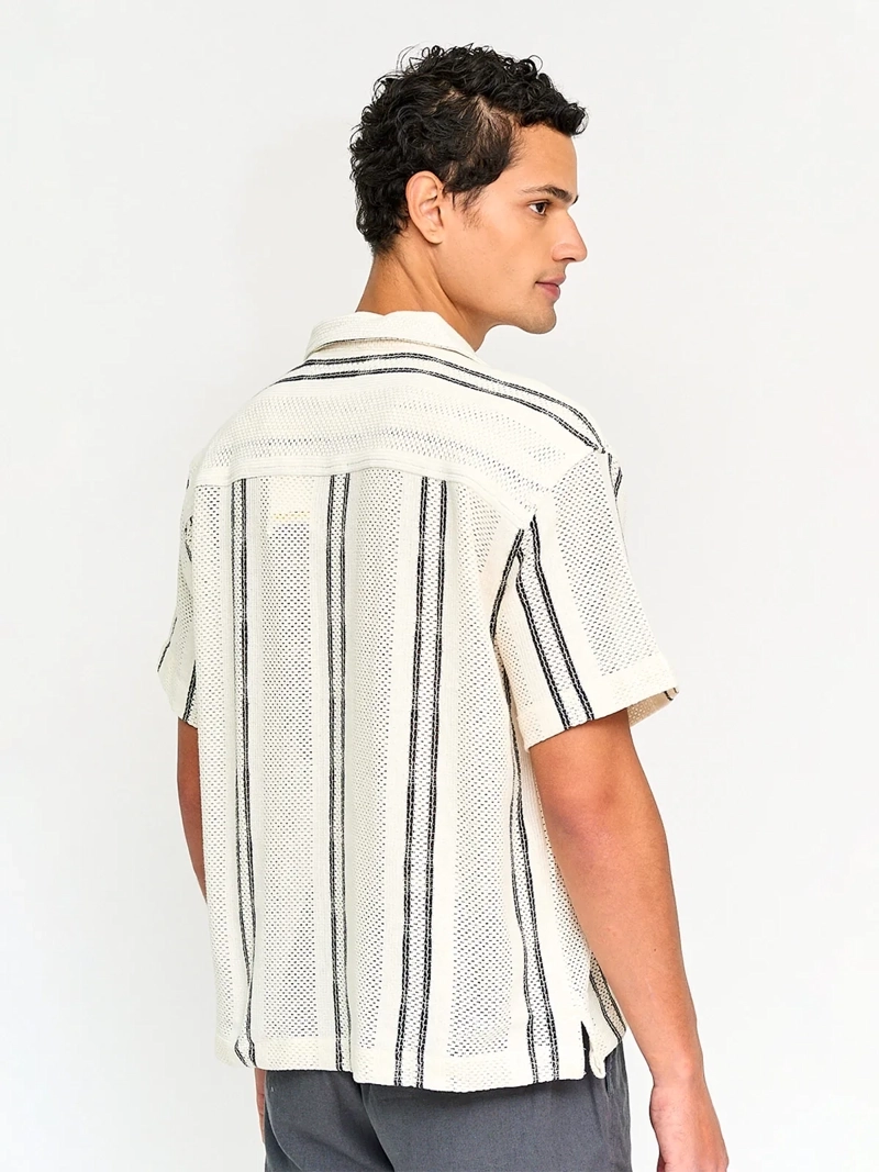 CAMISA HOMBRE INDEX ALGODÓN MANGA CORTA TEJIDA LÍNEAS - 2