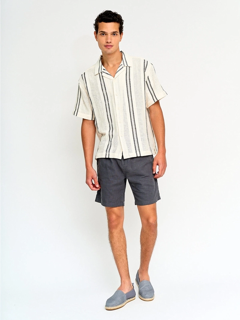 CAMISA HOMBRE INDEX ALGODÓN MANGA CORTA TEJIDA LÍNEAS - 4