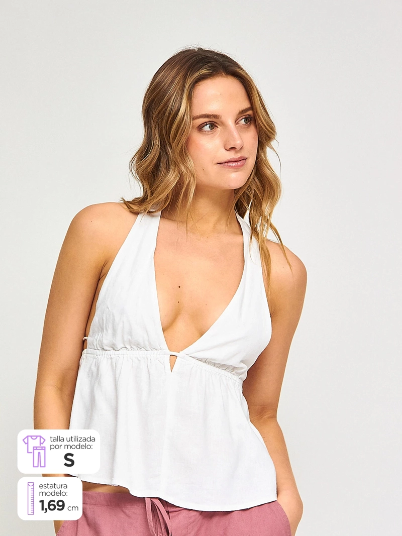 BLUSA MUJER INDEX SIN MANGAS AMARRA CUELLO - 1