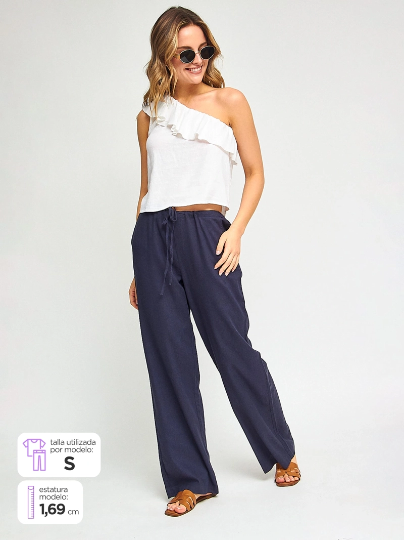 PANTALÓN MUJER INDEX LINO FLUIDO - 1