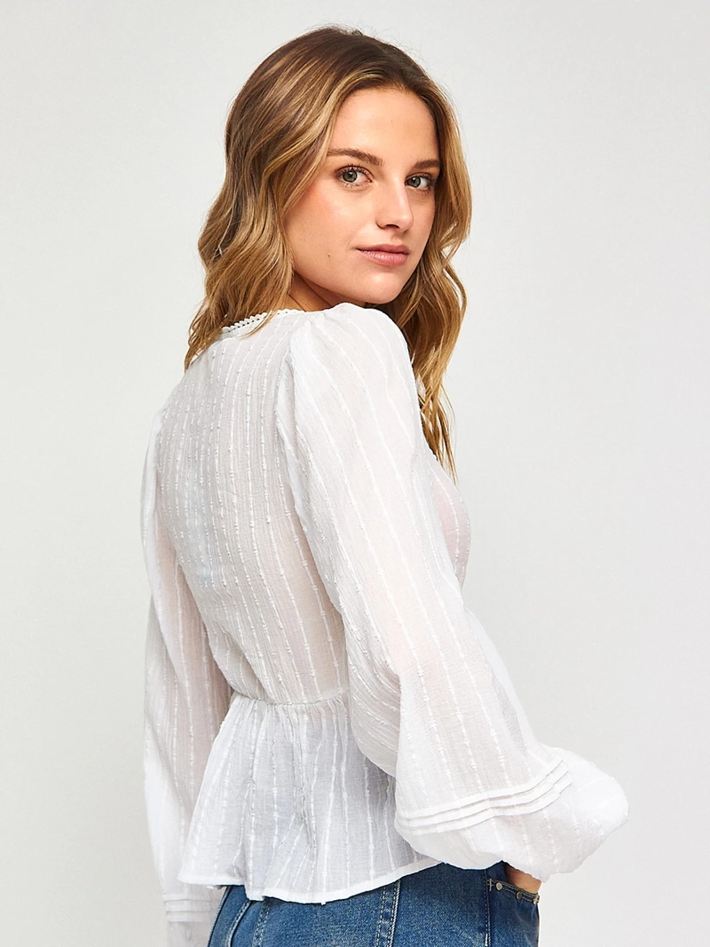 BLUSA MUJER INDEX ALGODÓN ESCOTADA MANGA LARGA - 2