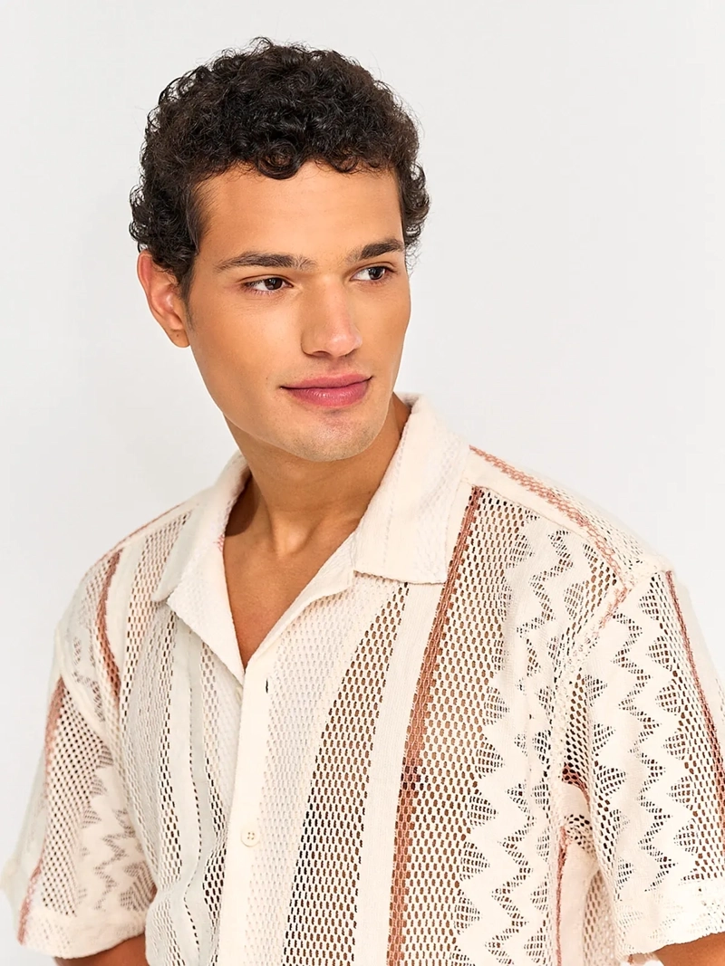 CAMISA HOMBRE INDEX ALGODÓN MANGA CORTA TEJIDA - 3